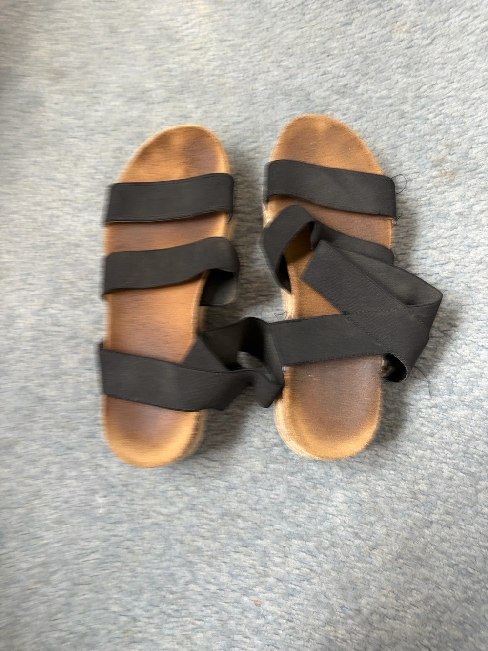 Steve Madden Black Strappy Platform Slide Sandals